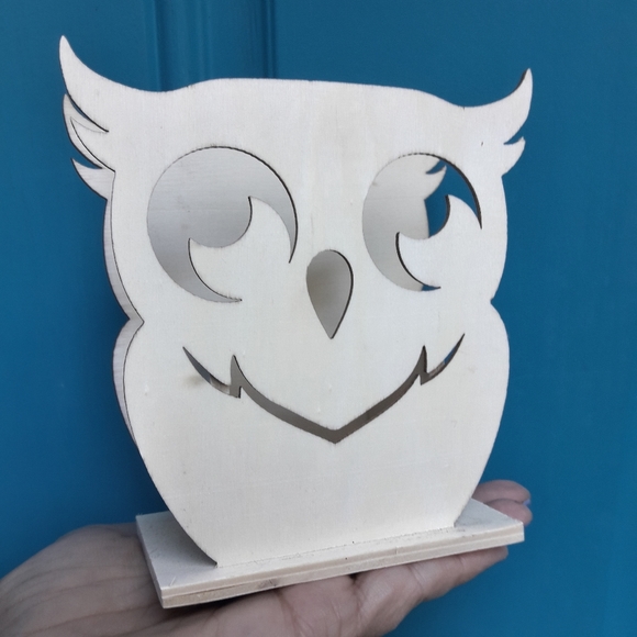 Wooden Owl Note Pen or Candle Holder Table Top - Picture 2 of 13